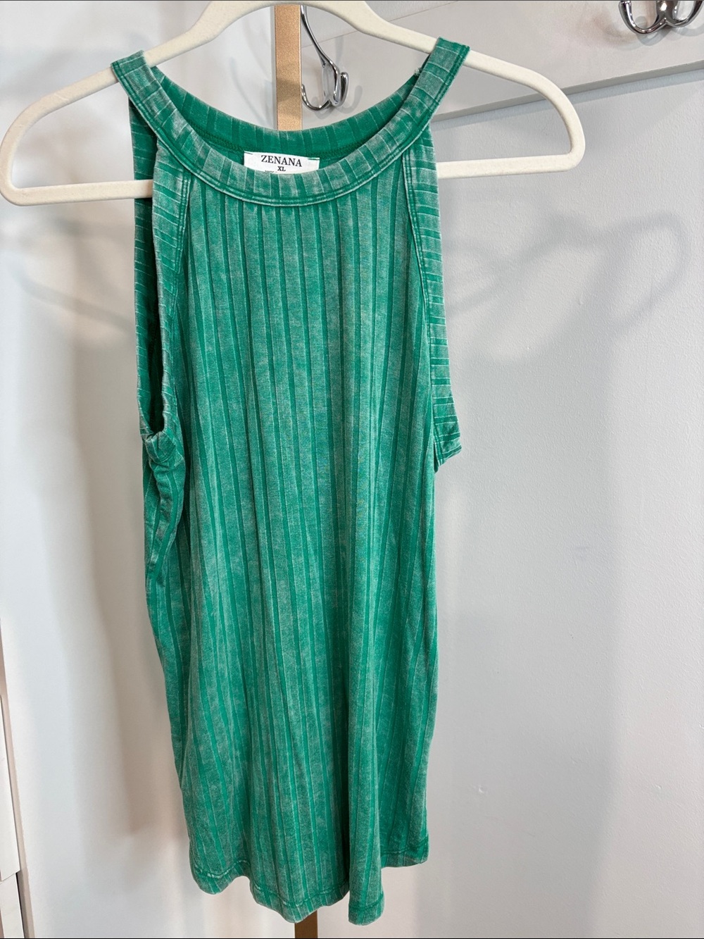 Zenana Outfitters Green Ribbed Tank Top